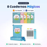 Cuadernos Mágicos Montessori Bilingües · Pack 8 Libros (4 Español + 4 Inglés) + 2 Bolígrafos Mágicos